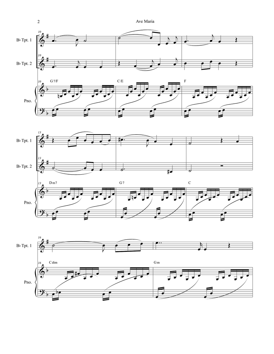 Ave Maria (Duet for Bb-Trumpet) Trumpet Duet scores gallery preview page 2