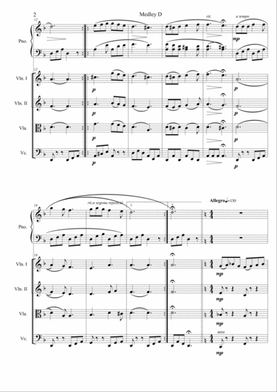 Eugeni Sokhatskyy.Medley D.Conjunt de 3 peses infantil per a piano amb acompanyament d'orquestra de Chamber Orchestra scores gallery preview page 2