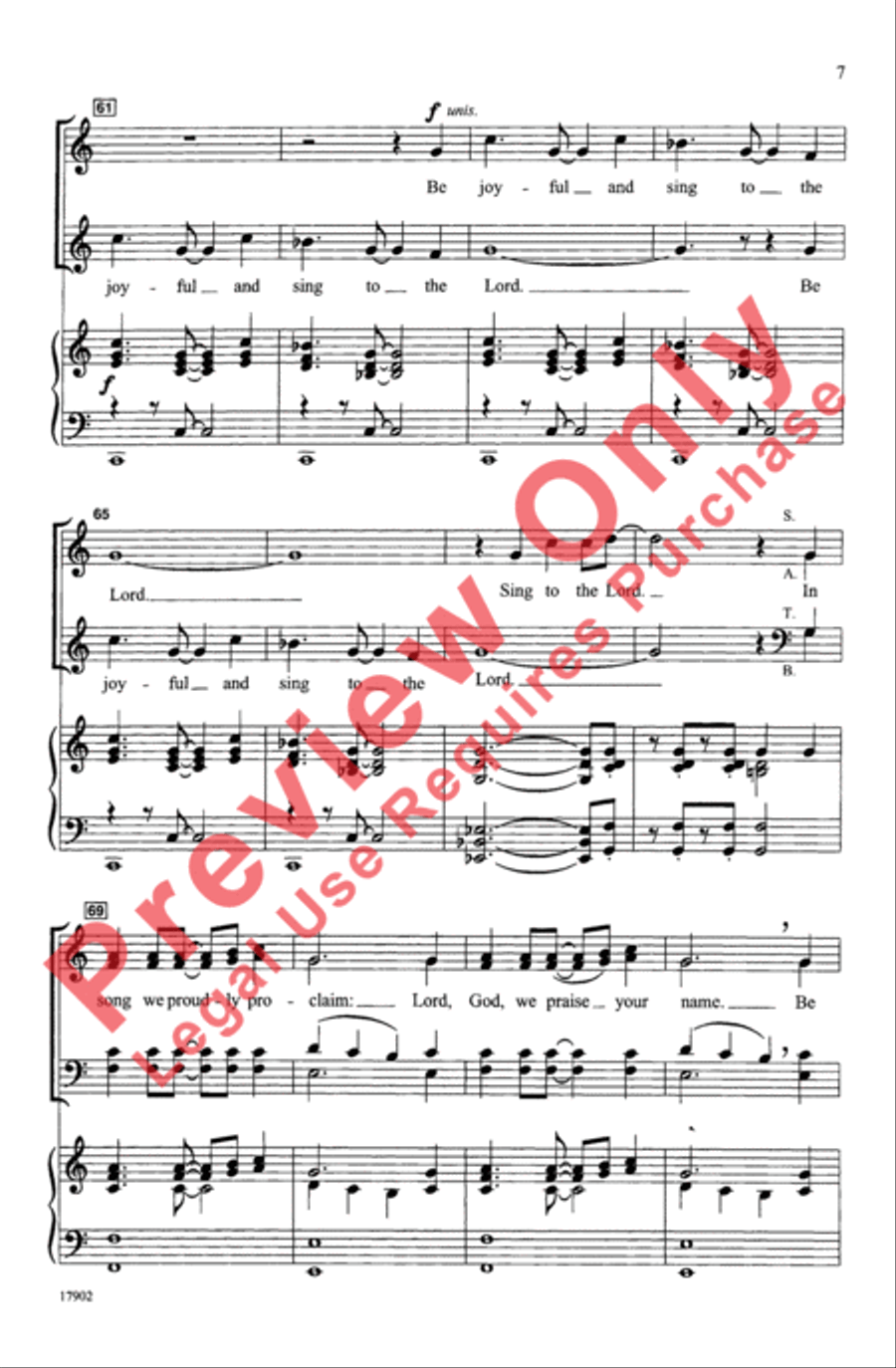 Be Joyful and Sing to the Lord 4-Part scores gallery preview page 7