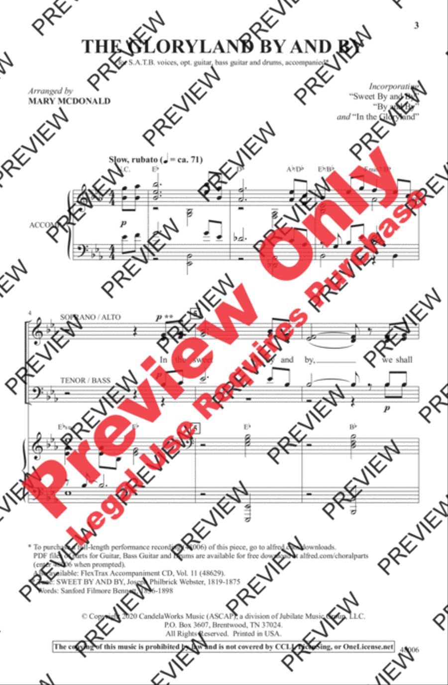 The Gloryland By and By 4-Part scores gallery preview page 3