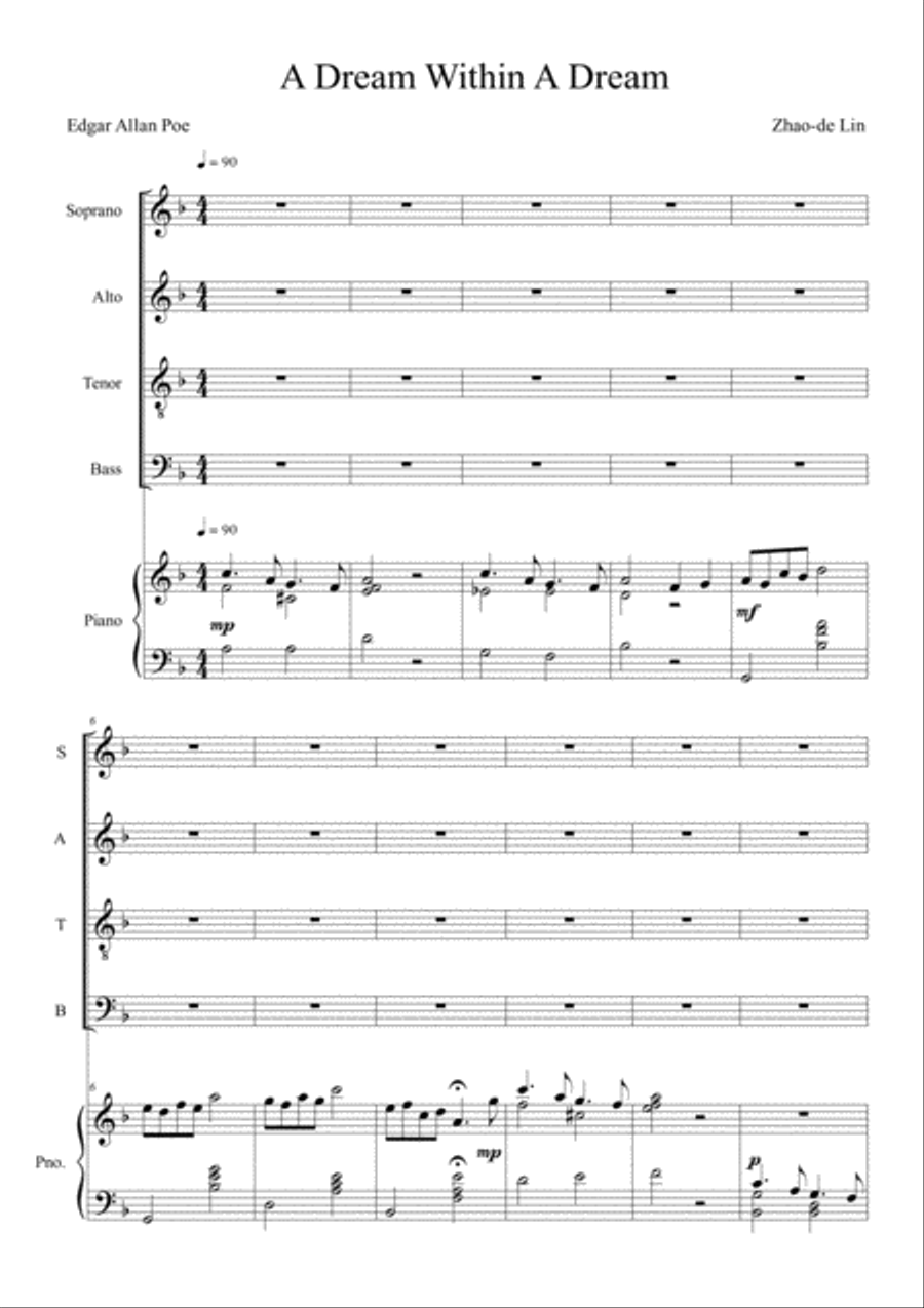 A Dream Within A Dream A Dream Within A Dream 4-Part scores gallery preview page 1