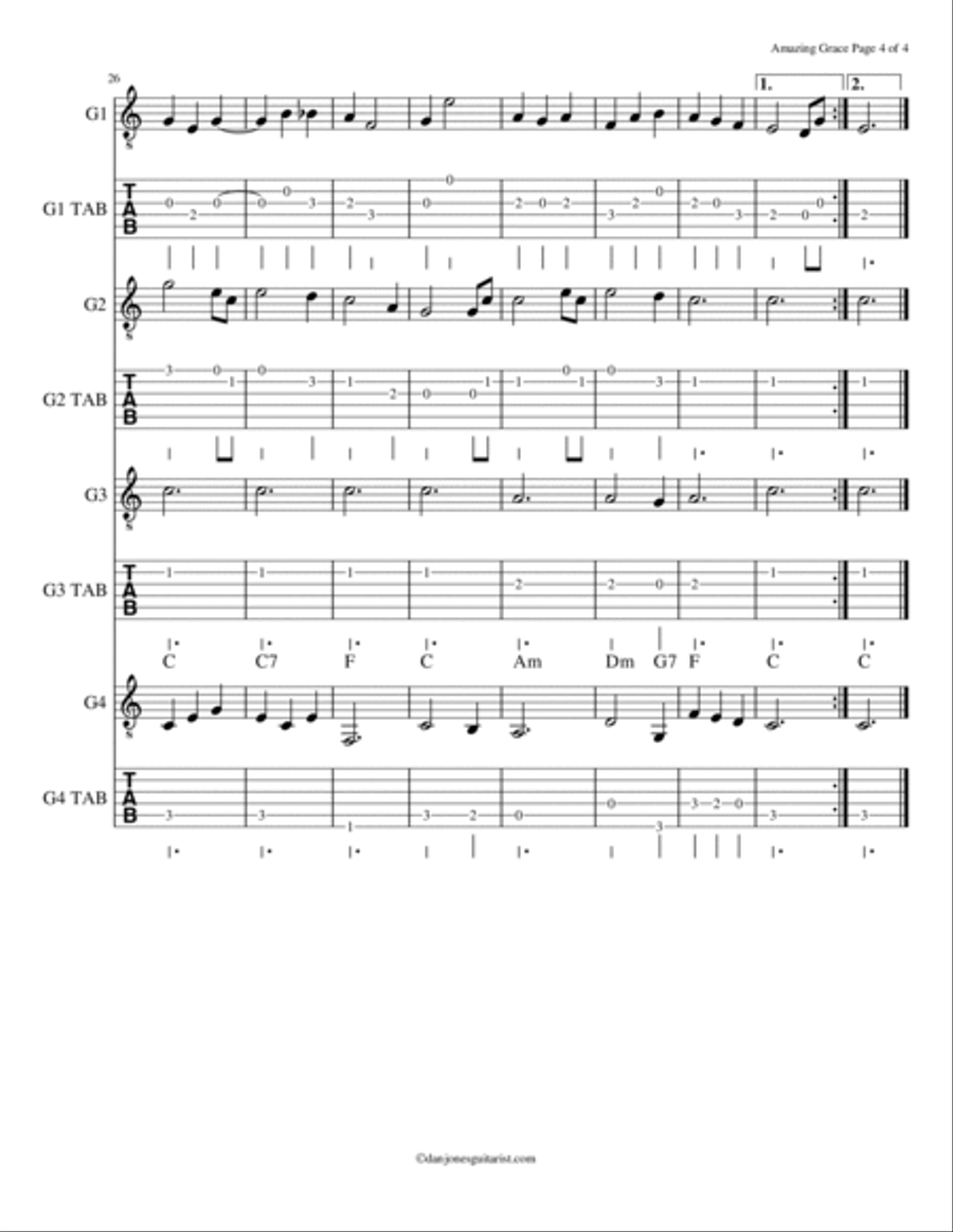 Amazing Grace Guitar scores gallery preview page 4