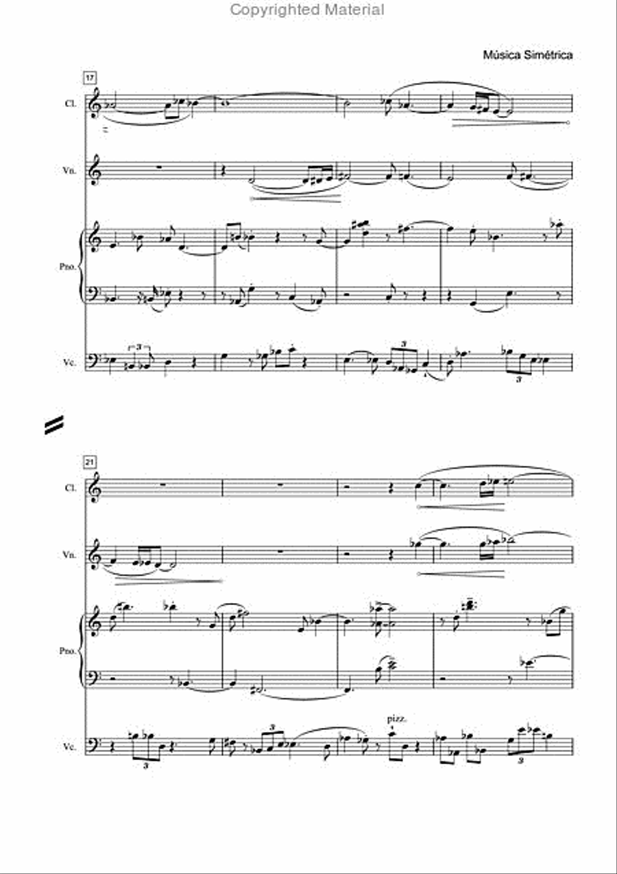 Música Simétrica for Violin, Clarinet, Piano and Cello Clarinet scores gallery preview page 5