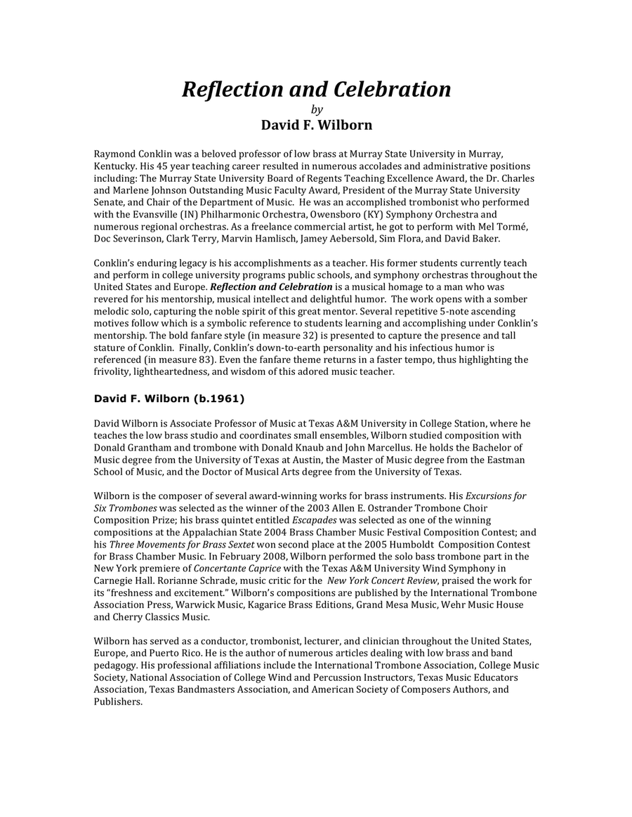 Wilborn - Reflection and Celebration for 8-part Trombone Ensemble Large Ensemble scores gallery preview page 2