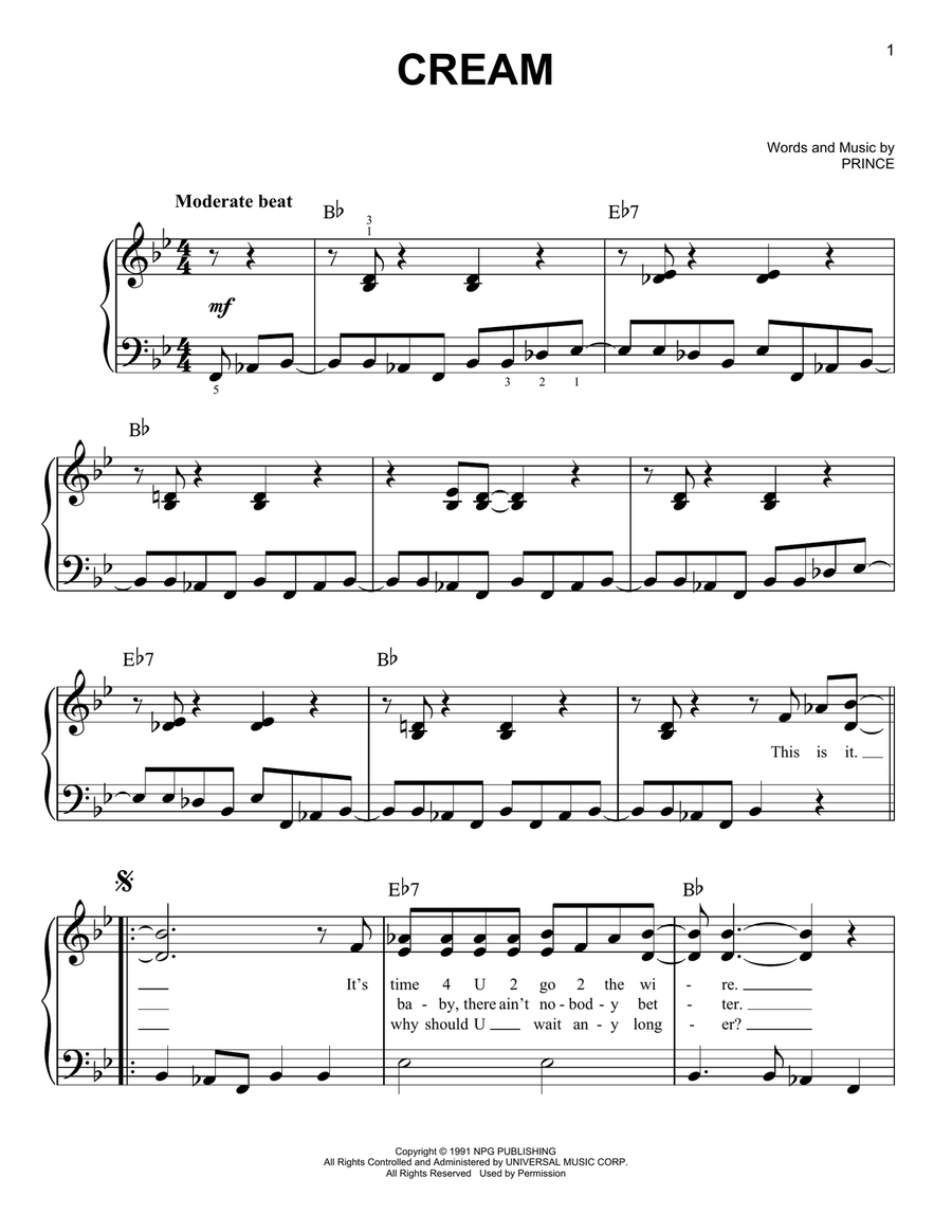 Cream Easy Piano scores gallery preview page 1