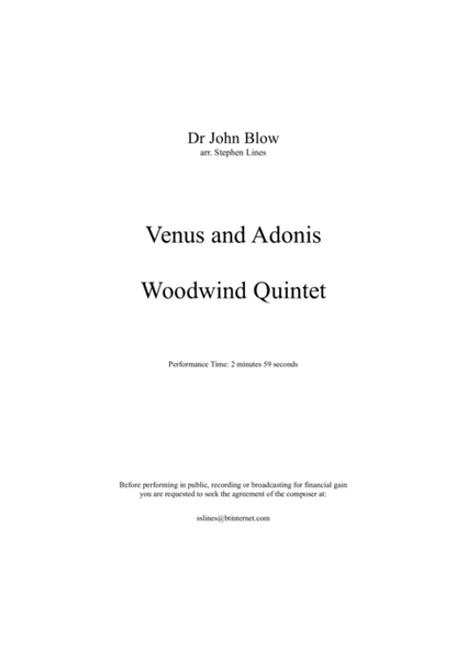 Venus and Adonis for Woodwind Quintet image number null