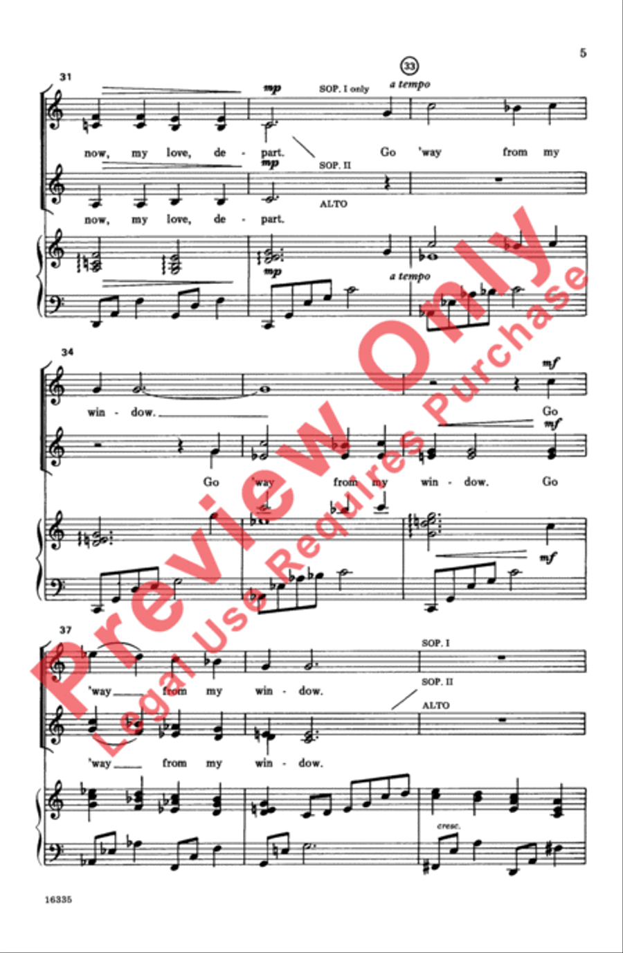 Go 'Way from My Window Women's Choir scores gallery preview page 5