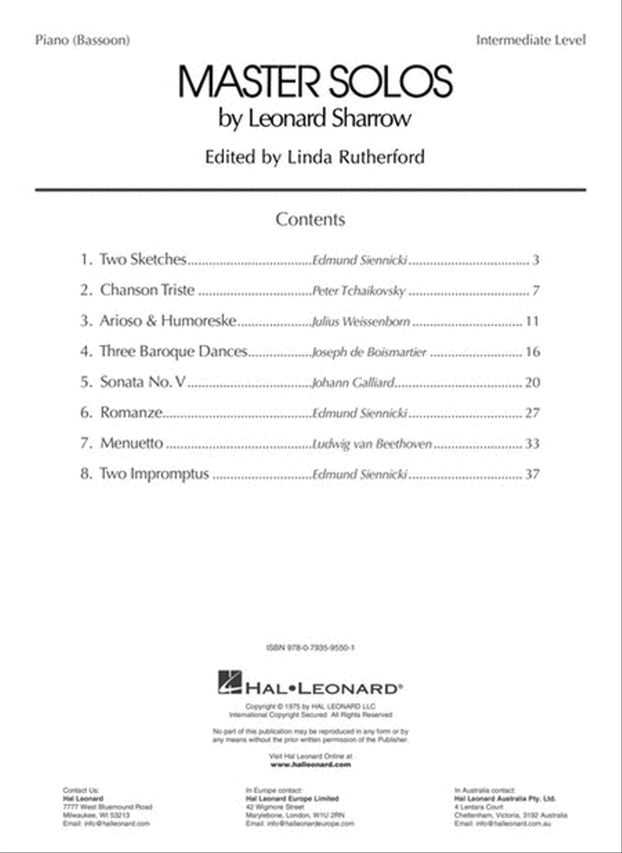 Master Solos Intermediate Level – Bassoon Bassoon Solo scores gallery preview page 10