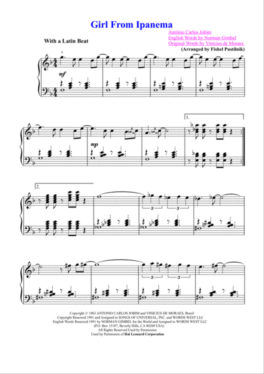 The Girl From Ipanema (Garota De Ipanema) Voice scores gallery preview page 2