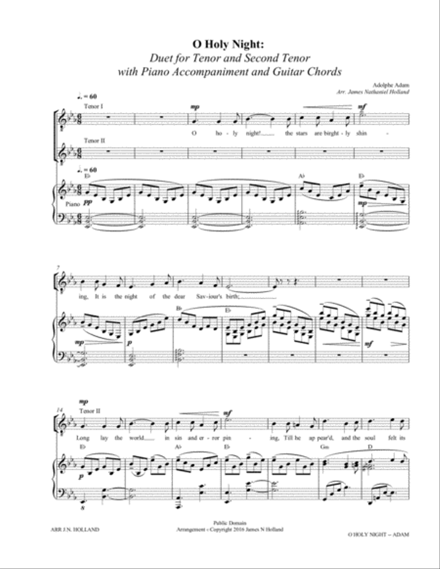 O Holy Night (Cantique de Noel) Adolphe Adam Duet for Tenors O Holy Night (Cantique de Noel) Adolphe Adam Duet for Tenors Vocal Duet scores gallery preview page 3
