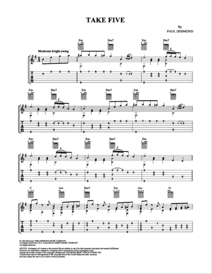 Take Five Electric Guitar scores gallery preview page 1