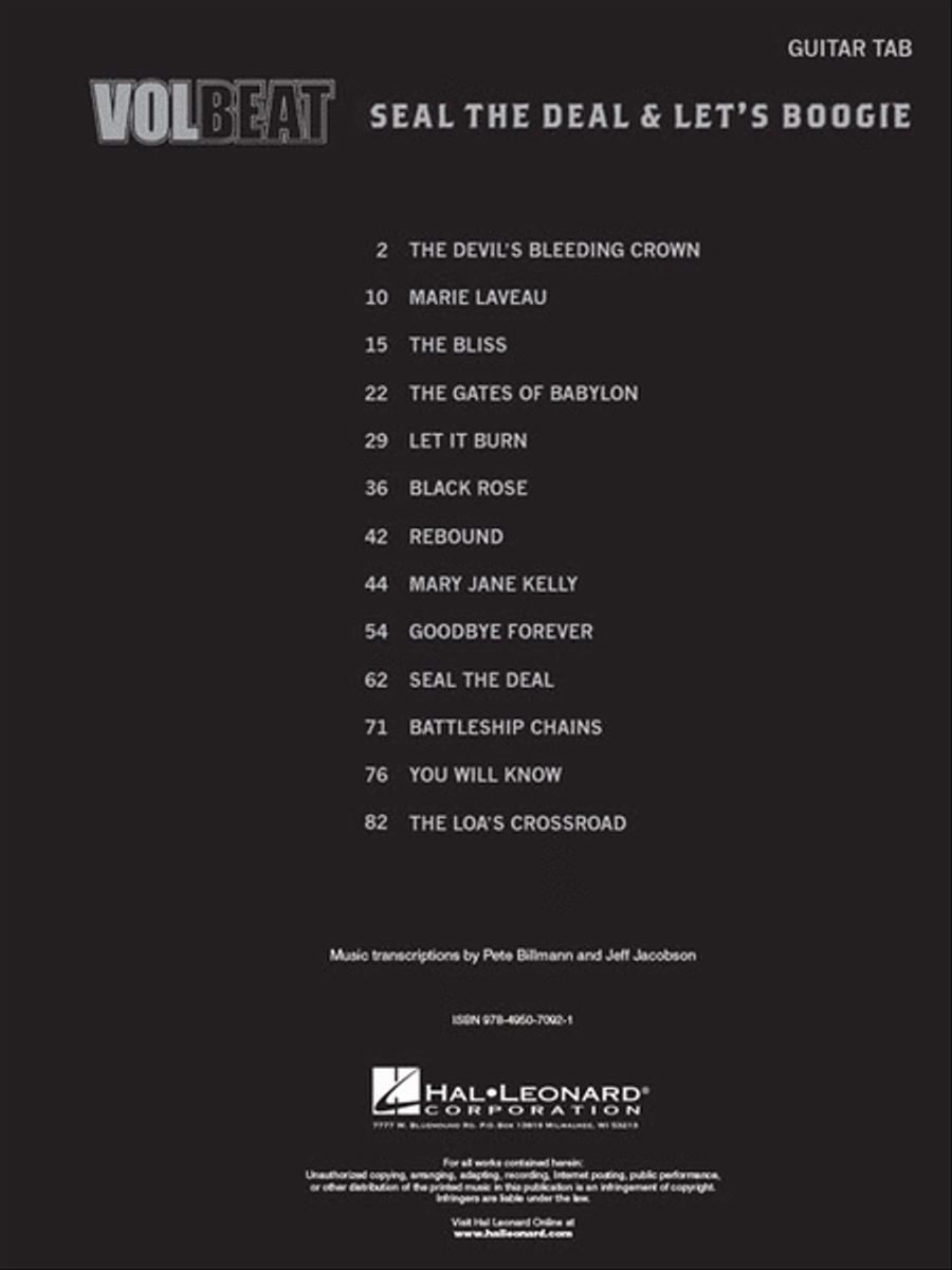 Volbeat - Seal the Deal & Let's Boogie Electric Guitar scores gallery preview page 2
