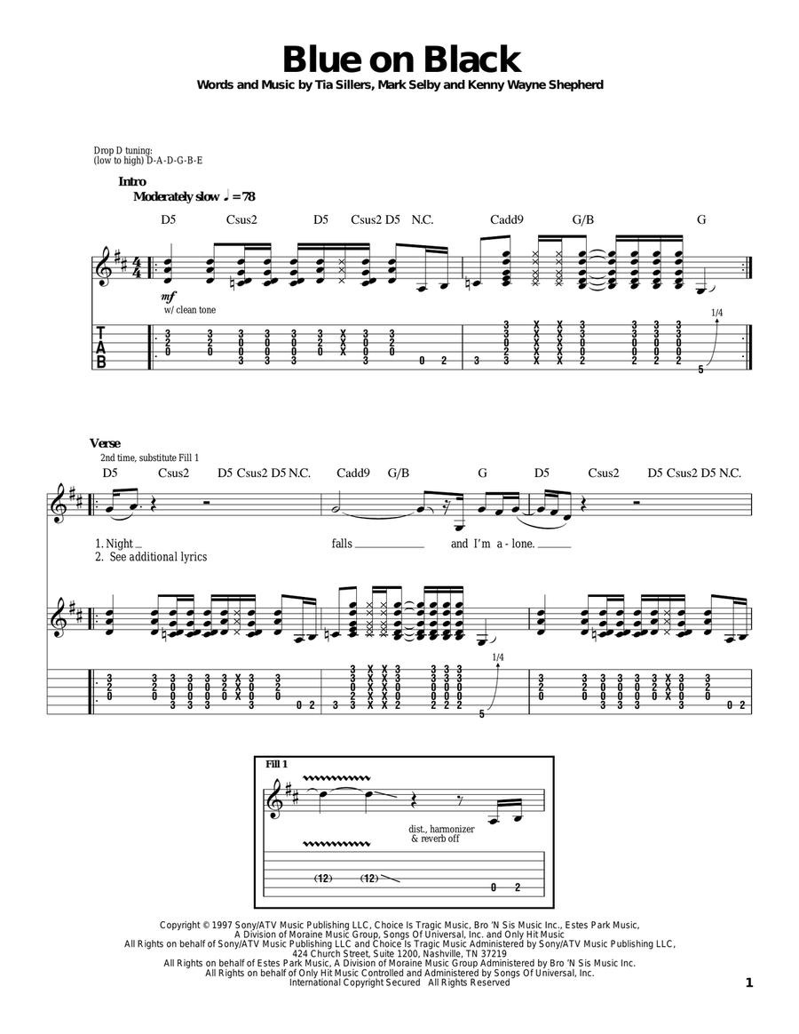 Blue On Black Acoustic Guitar scores gallery preview page 1