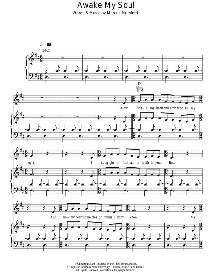 Awake My Soul Piano, Vocal, Guitar scores gallery preview page 1