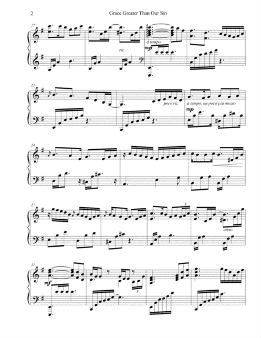 Grace Greater Than Our Sin Piano Solo scores gallery preview page 2