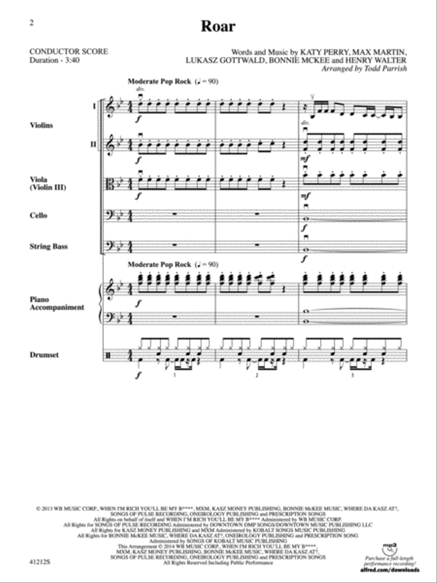 Roar: Score String Orchestra scores gallery preview page 2