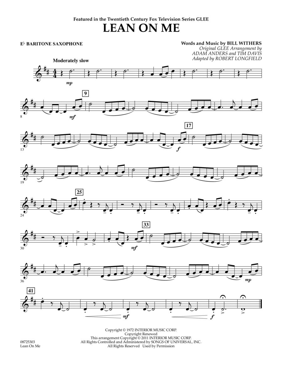 Lean On Me - Eb Baritone Saxophone Concert Band scores gallery preview page 1