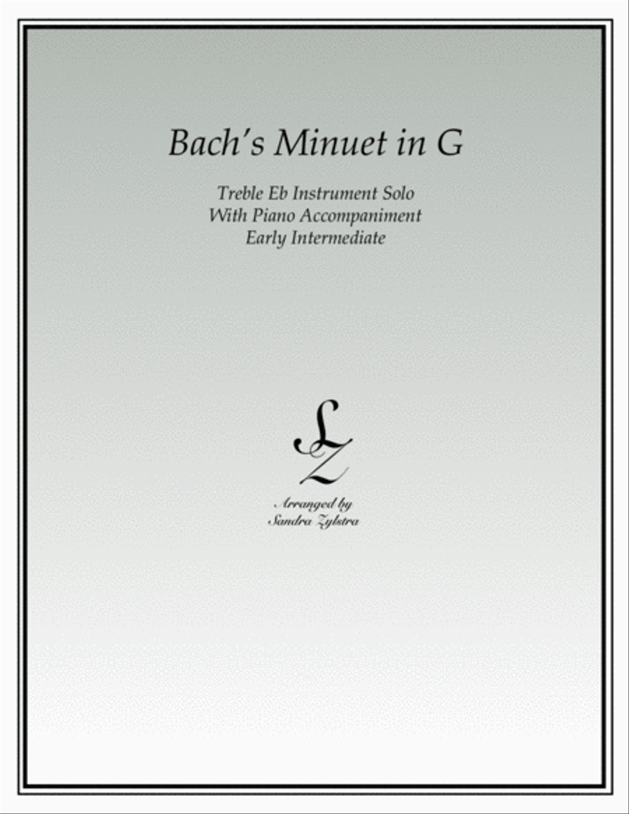 Bach's Minuet In G (treble Eb instrument solo) Alto Saxophone scores gallery preview page 1
