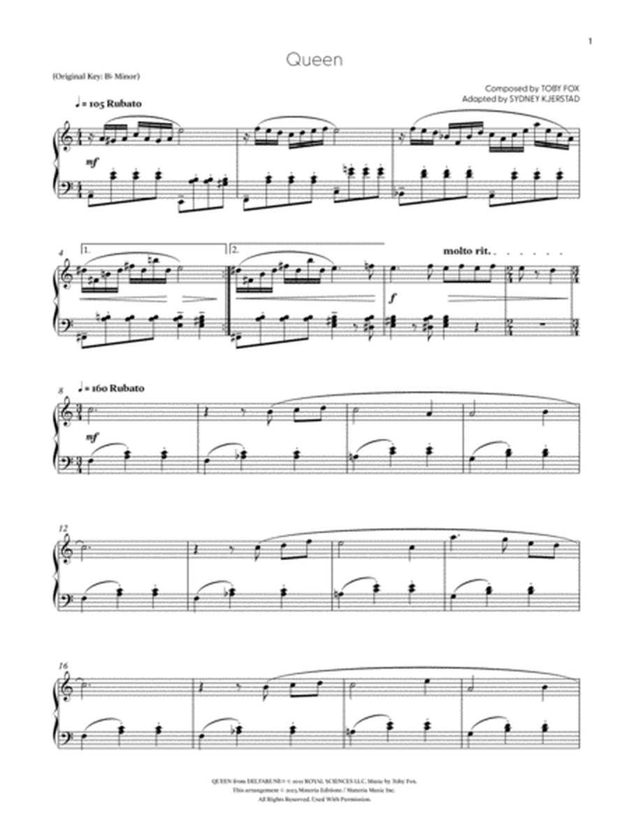 Queen (DELTARUNE Chapter 2 - Piano Sheet Music)
