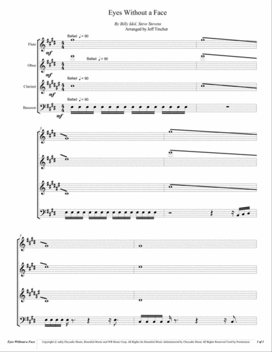 Eyes Without A Face Woodwind Quartet scores gallery preview page 2
