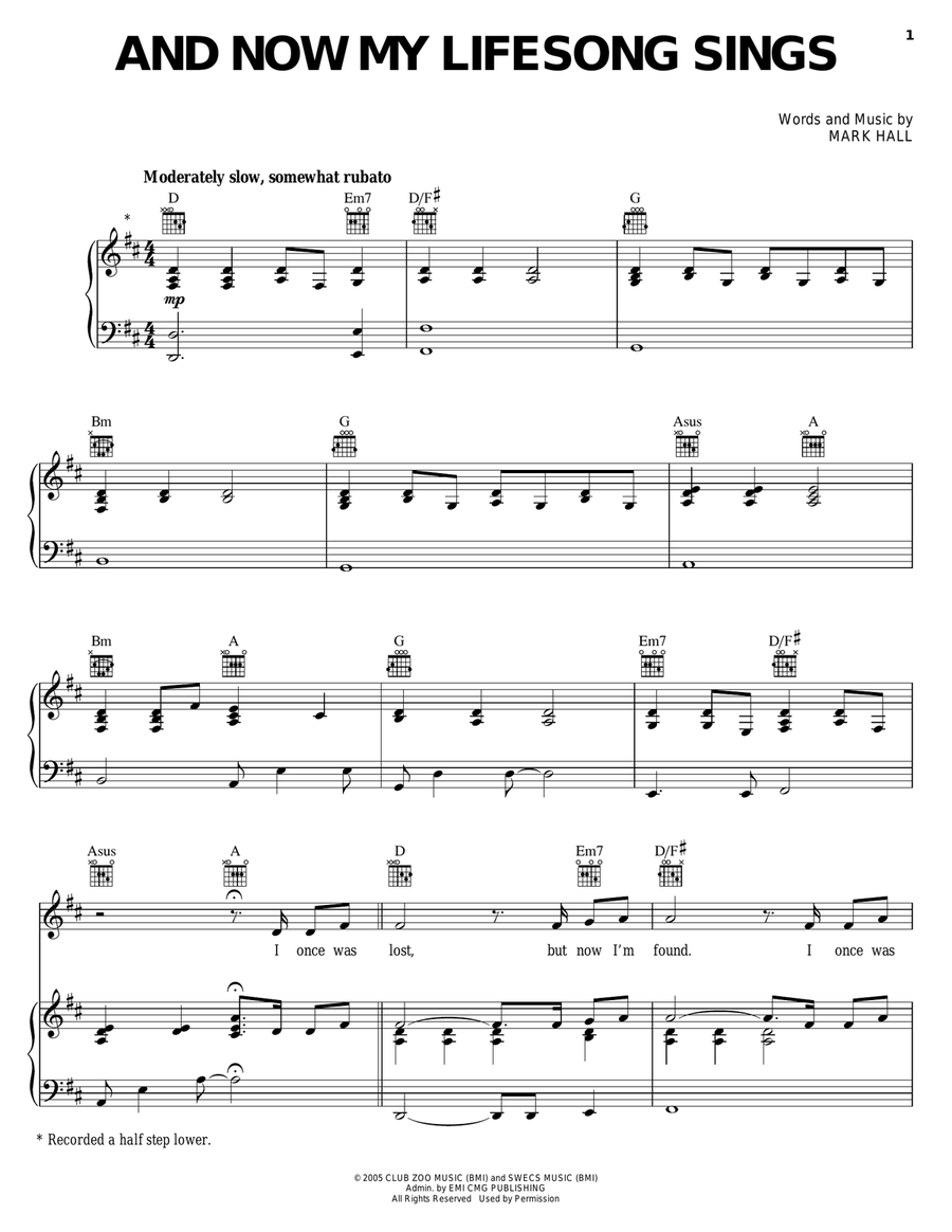 And Now My Lifesong Sings Piano, Vocal, Guitar scores gallery preview page 1