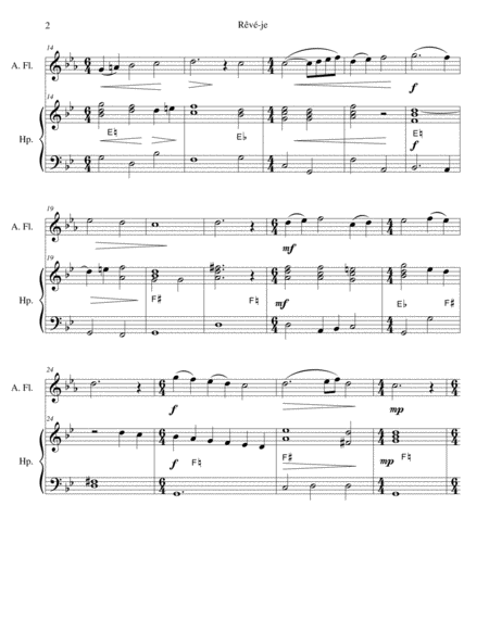 Rêvé-je (Am I dreaming) for alto flute and harp by David Warin Solomons Flute - Digital Sheet Music