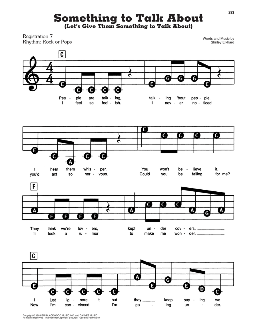 Something To Talk About (Let's Give Them Something To Talk About) Electronic Keyboard scores gallery preview page 1
