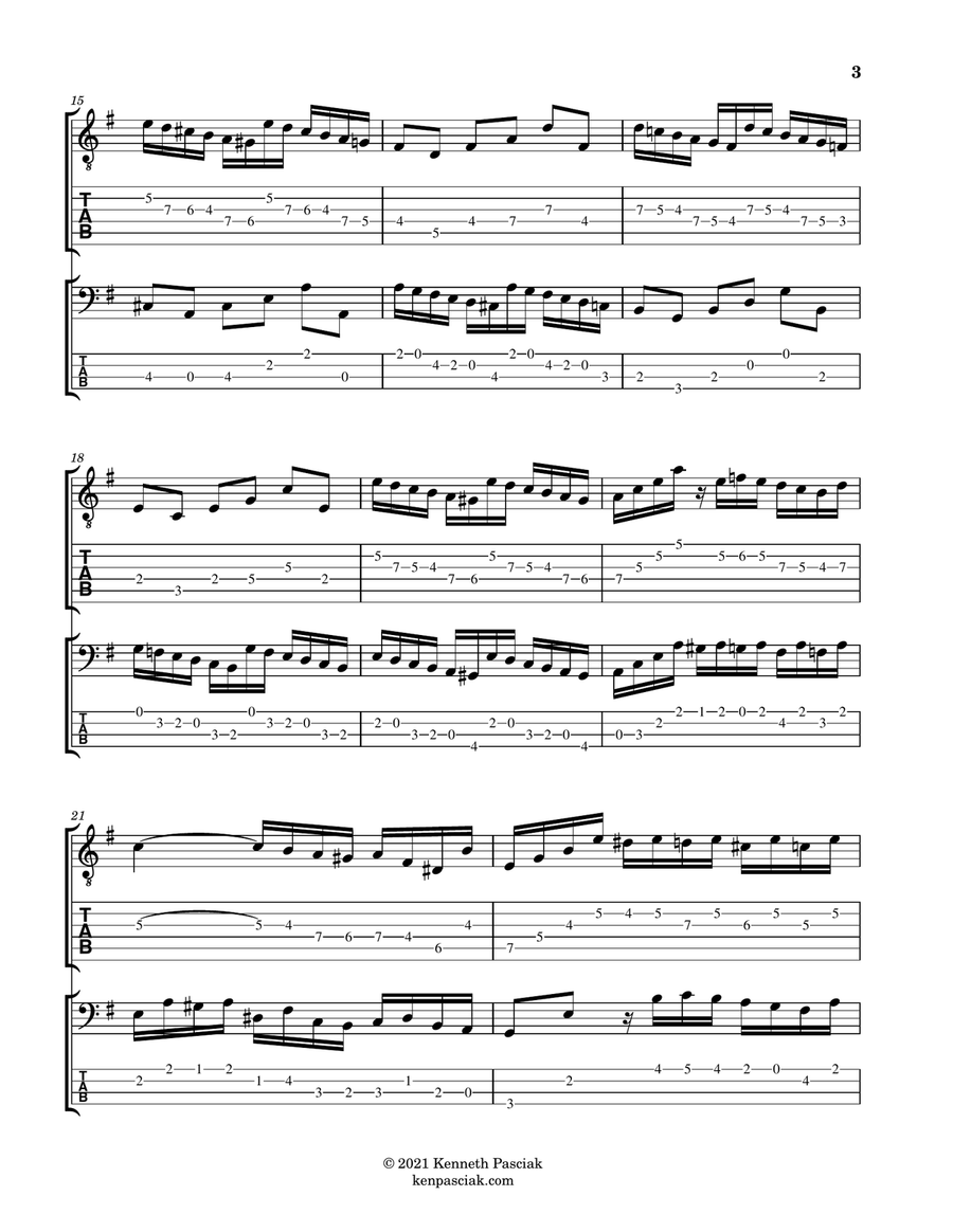 Fugue in E minor (for Guitar and Bass) String Duet scores gallery preview page 4
