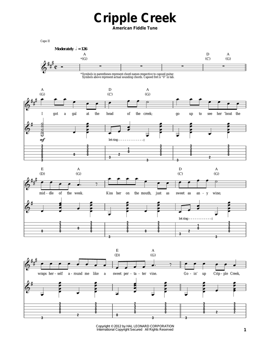 Cripple Creek Acoustic Guitar scores gallery preview page 1