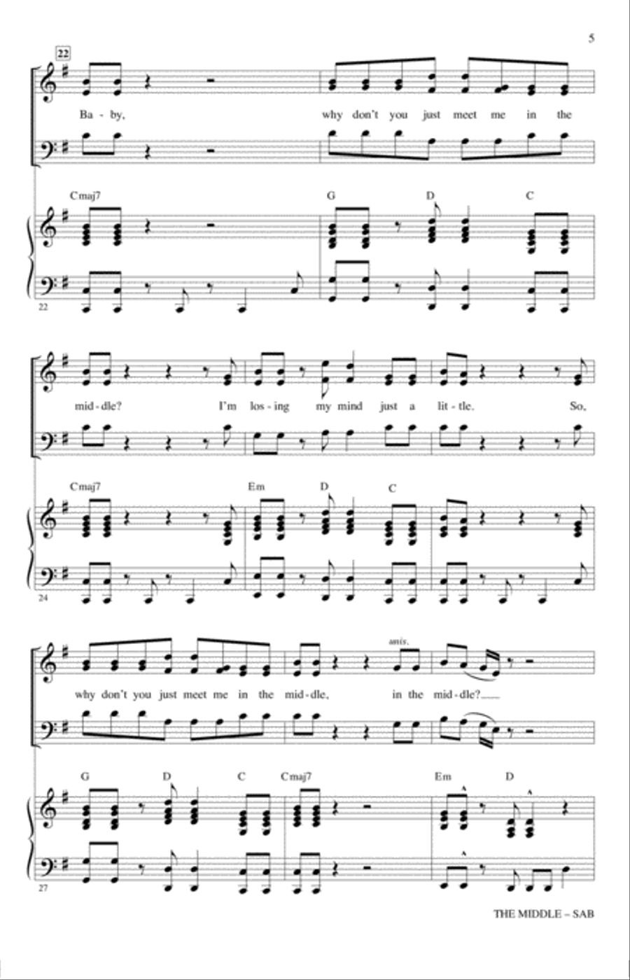 The Middle (arr. Mac Huff) 3-Part scores gallery preview page 4