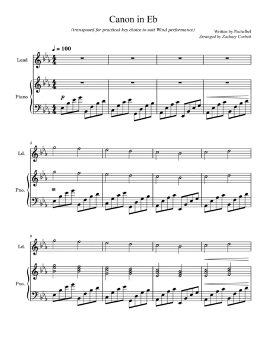 Canon in D B-Flat Trumpet scores gallery preview page 3