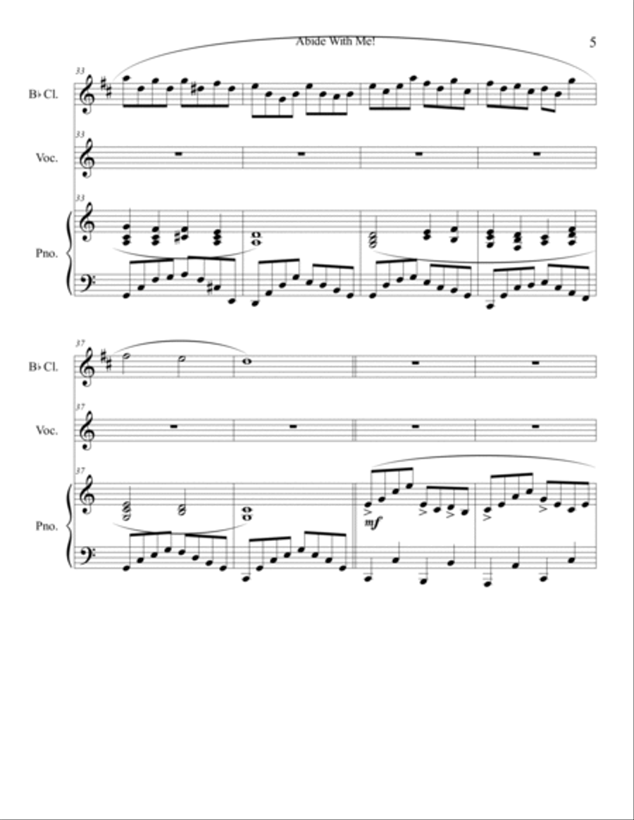 Abide With Me! (clarinet) B-Flat Clarinet scores gallery preview page 6