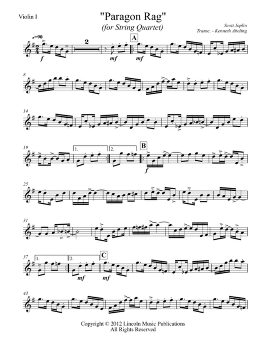 Joplin - “Paragon Rag” (for String Quartet) image number null