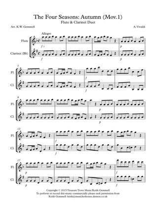 The Four Seasons - Autumn (Mov.1): Flute & Clarinet Duet