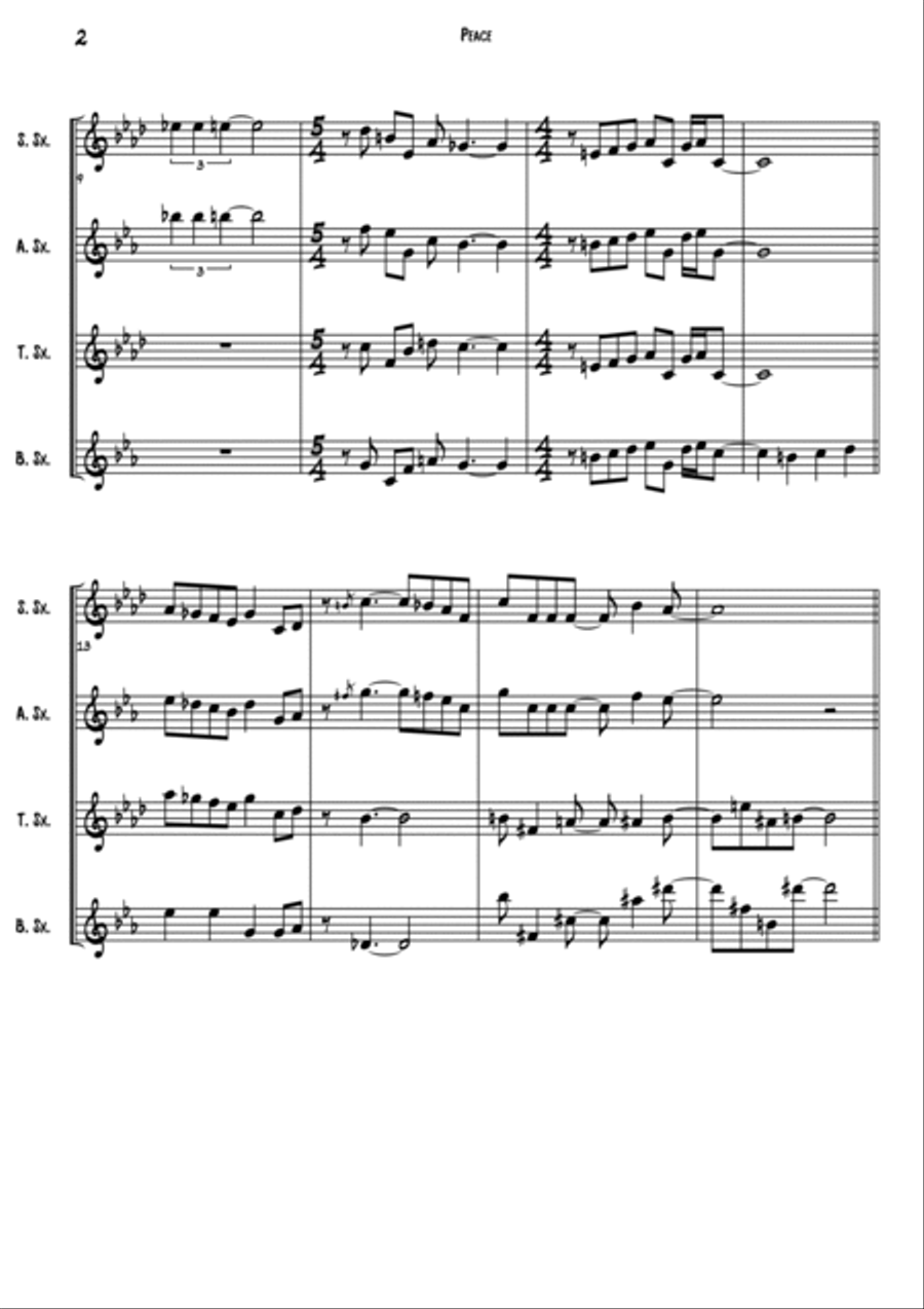 Peace Woodwind Quartet scores gallery preview page 4