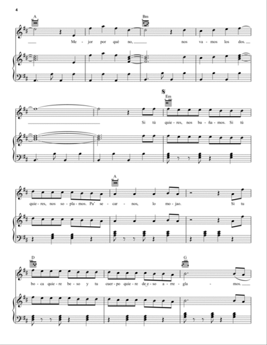 Vente Pa' Ca (Feat. Maluma) Piano, Vocal, Guitar scores gallery preview page 4