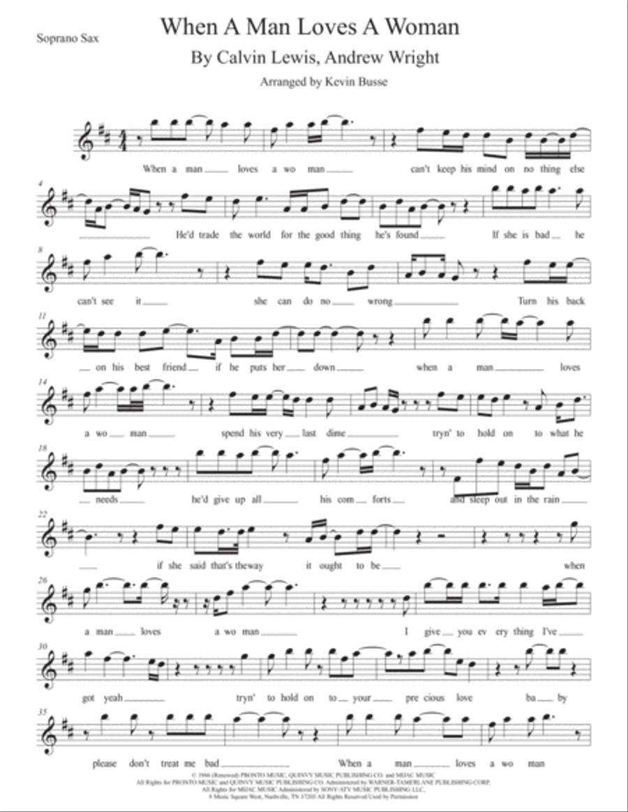 When A Man Loves A Woman When A Man Loves A Woman Soprano Saxophone scores gallery preview page 1