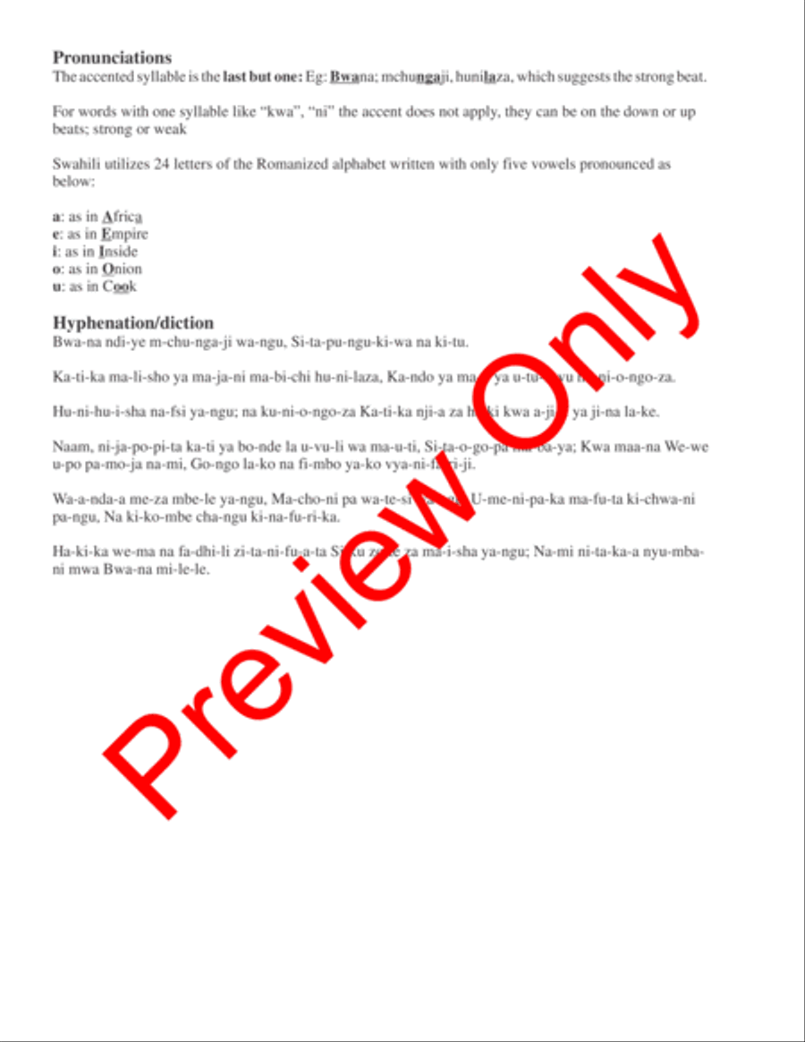 Maombi na Sifa (Prayer and Praise) 4-Part scores gallery preview page 5
