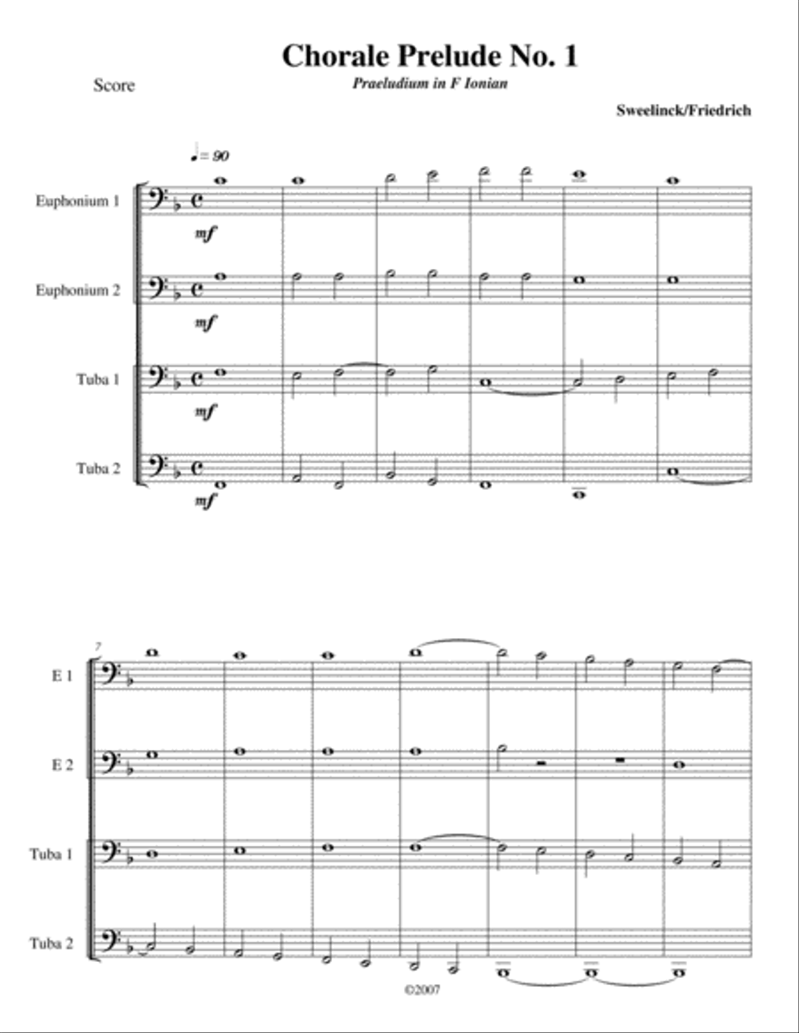 Chorale Prelude No. 1 Chorale Prelude No. 1 Brass Ensemble scores gallery preview page 1