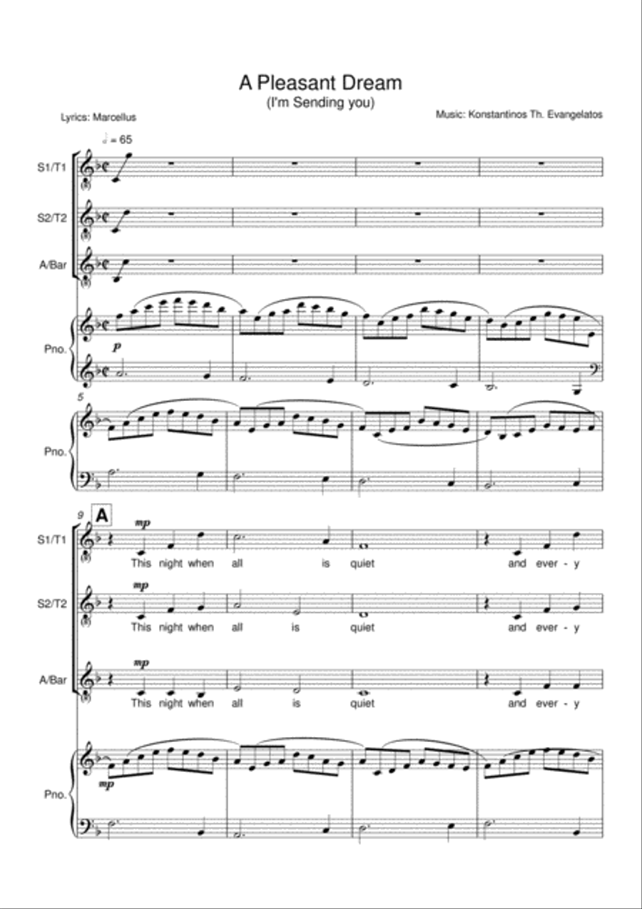A Pleasant Dream (SSA + Piano) SSA scores gallery preview page 2