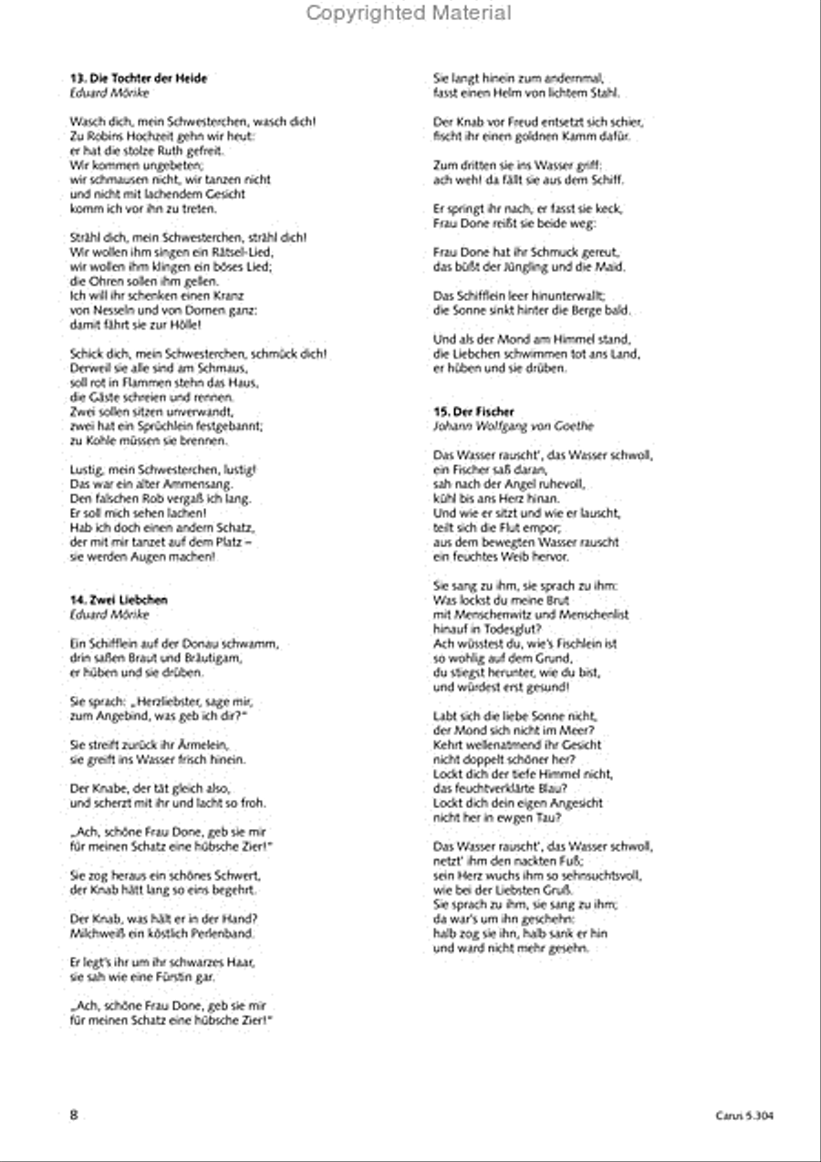 Schindler: Rosenzeit. Ein Liederzyklus uber die Liebe. Chansons fur Singstimme und Klavier Piano scores gallery preview page 9