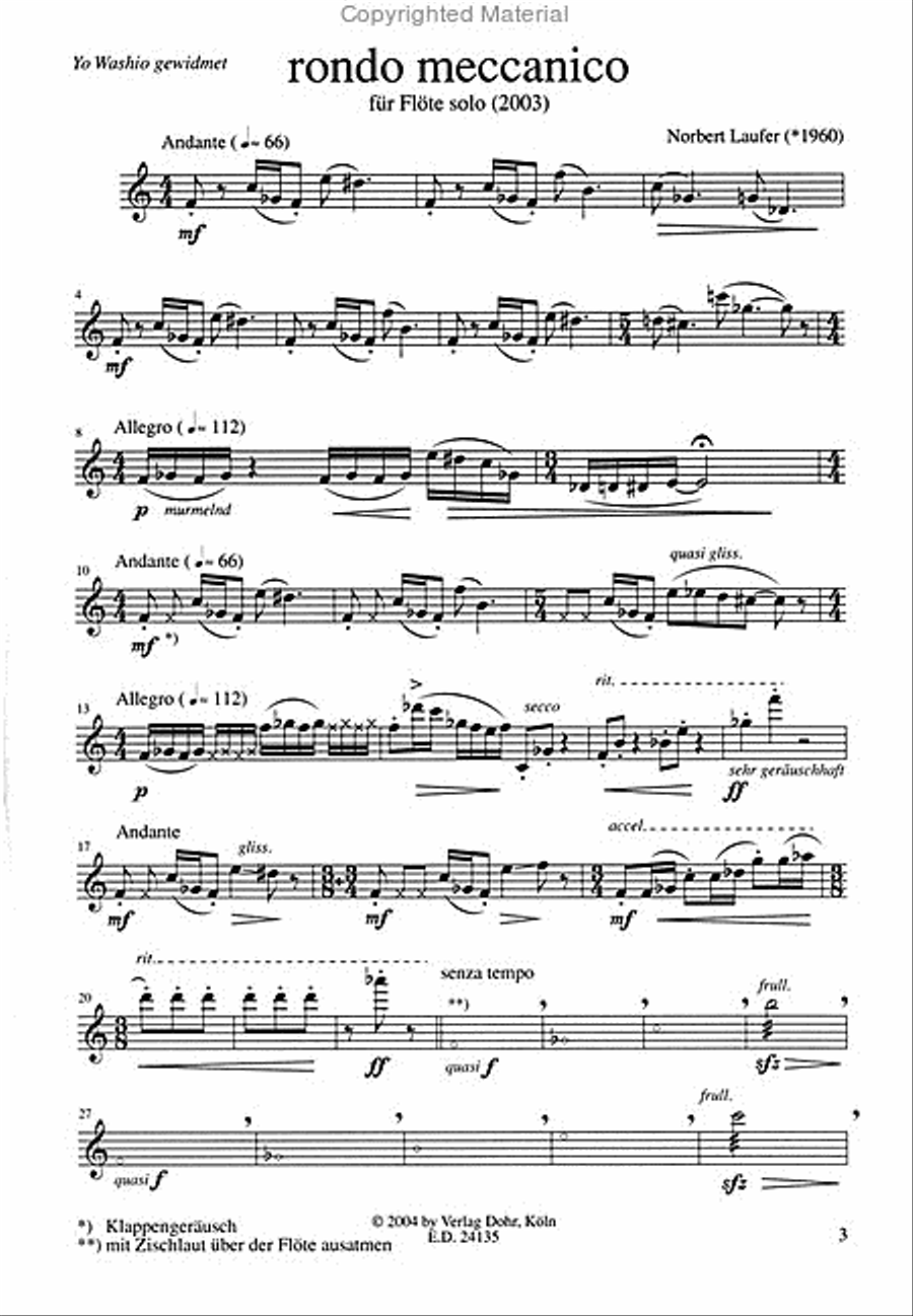 rondo meccanico (2003) -für Flöte solo- Flute Solo scores gallery preview page 2