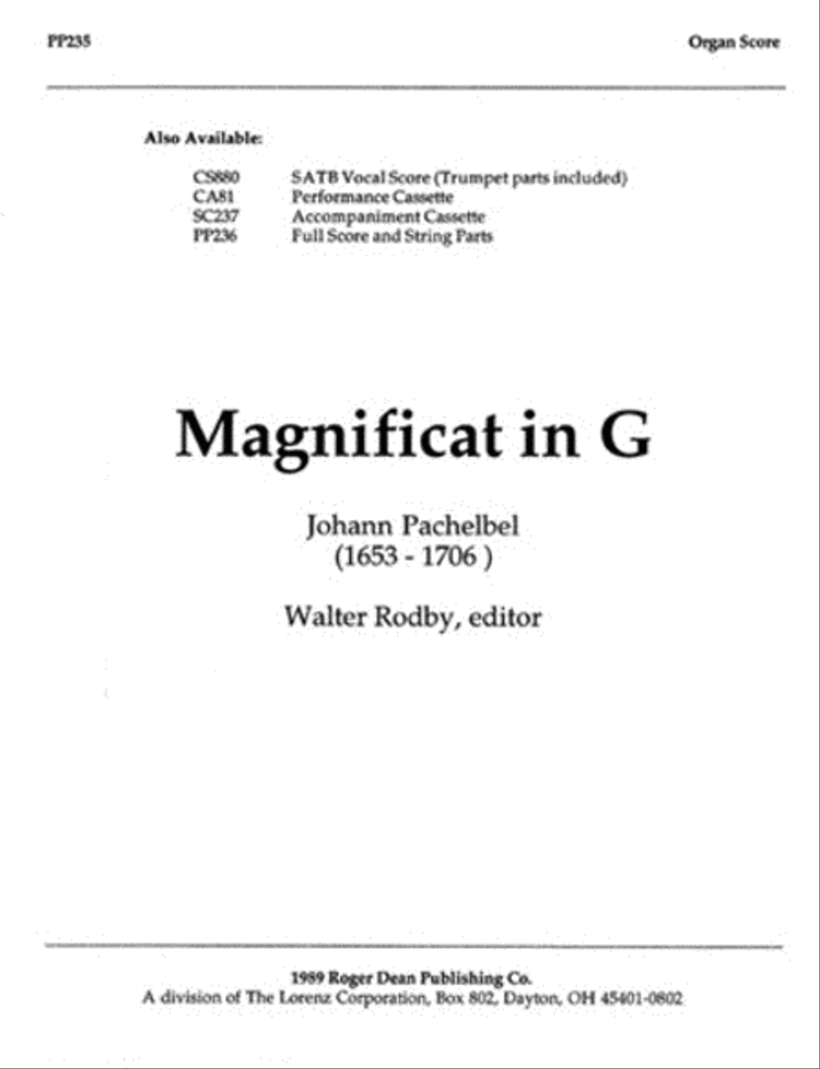 Magnificat in G - Organ Score