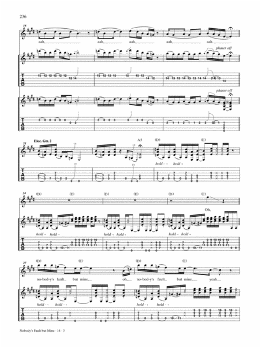 Nobody's Fault But Mine Guitar Tablature scores gallery preview page 3