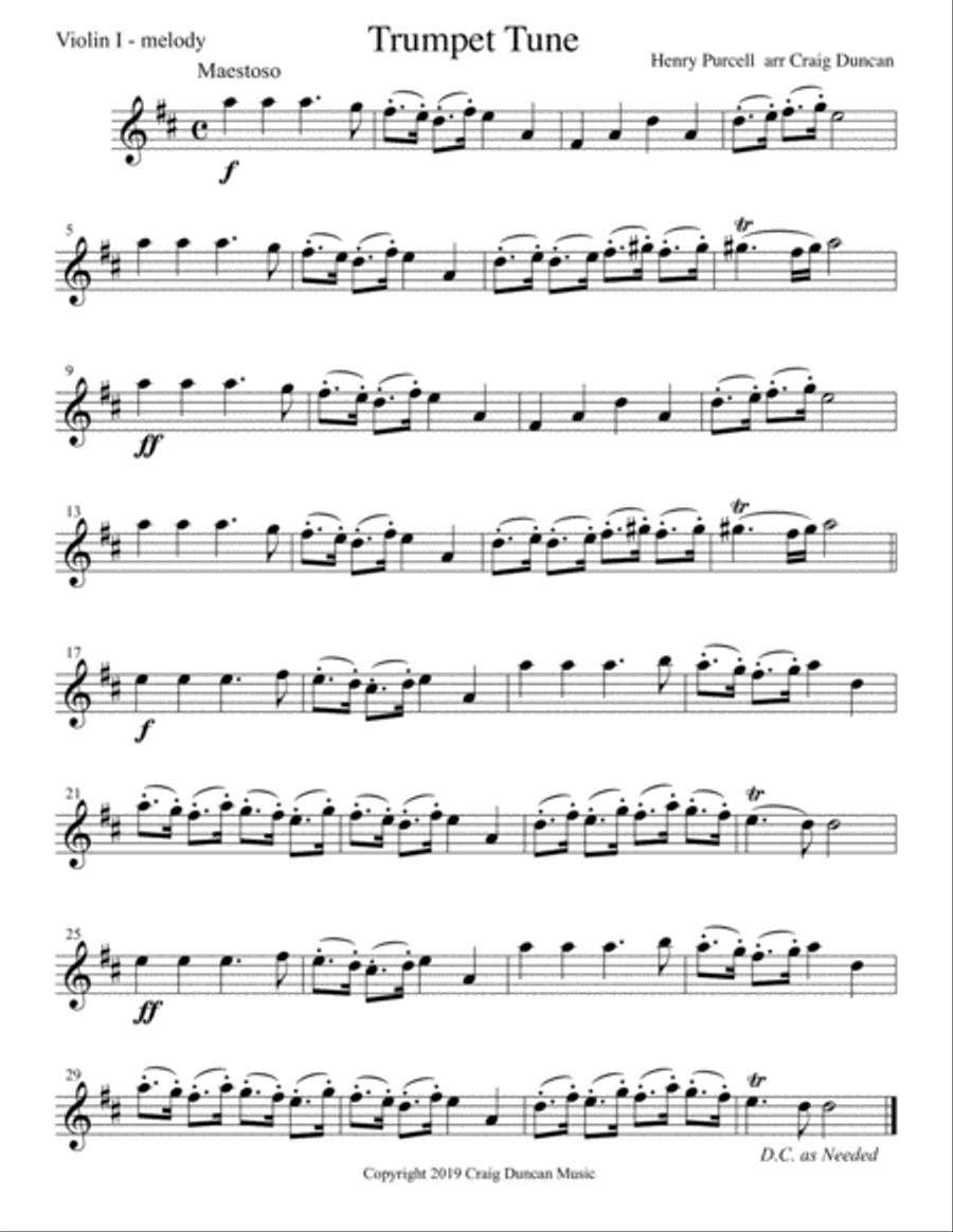 Trumpet Tune String Quartet or Trio with opt Trumpets and Bass Trumpet Trio scores gallery preview page 5