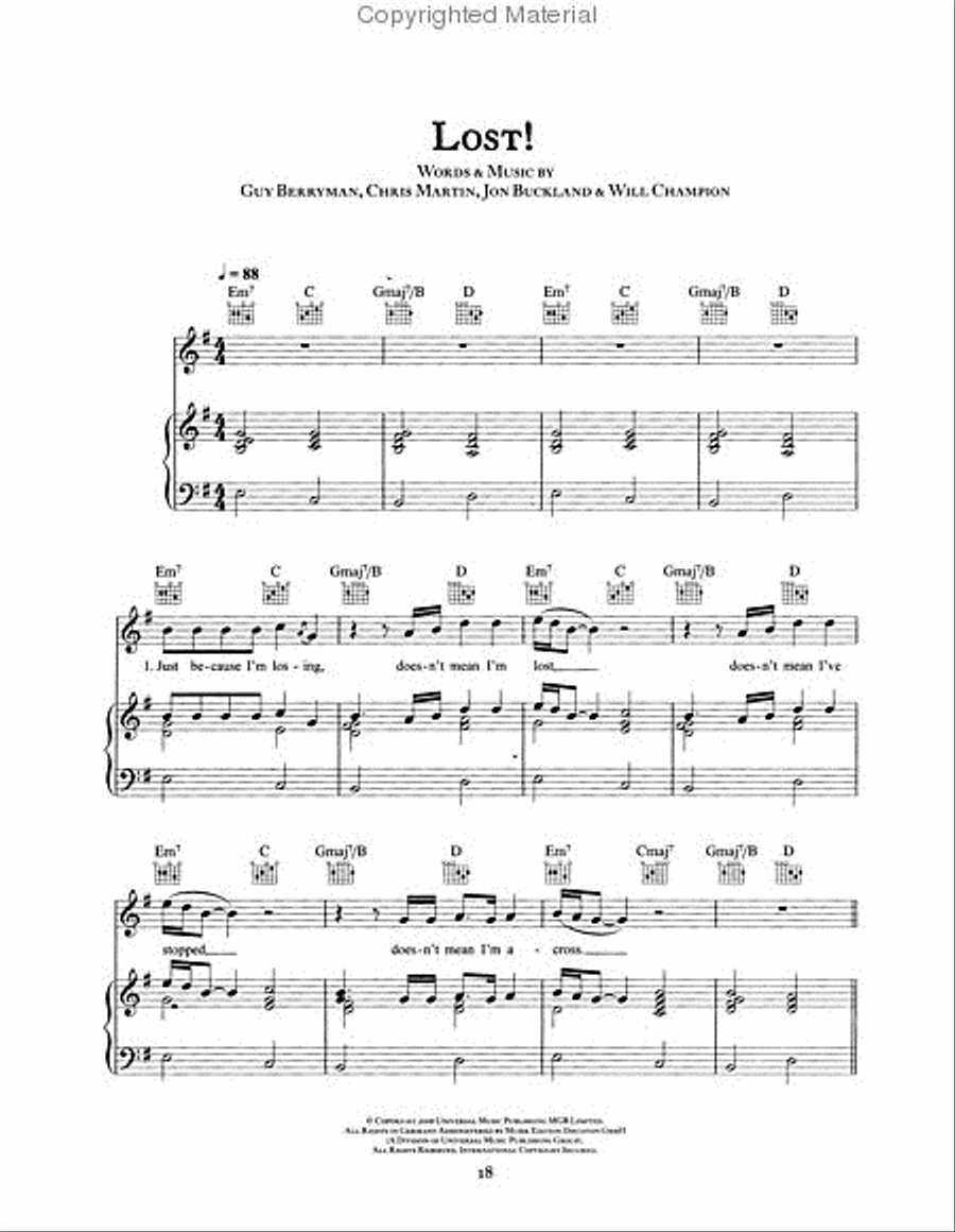 Coldplay – Viva La Vida Piano, Vocal, Guitar scores gallery preview page 3