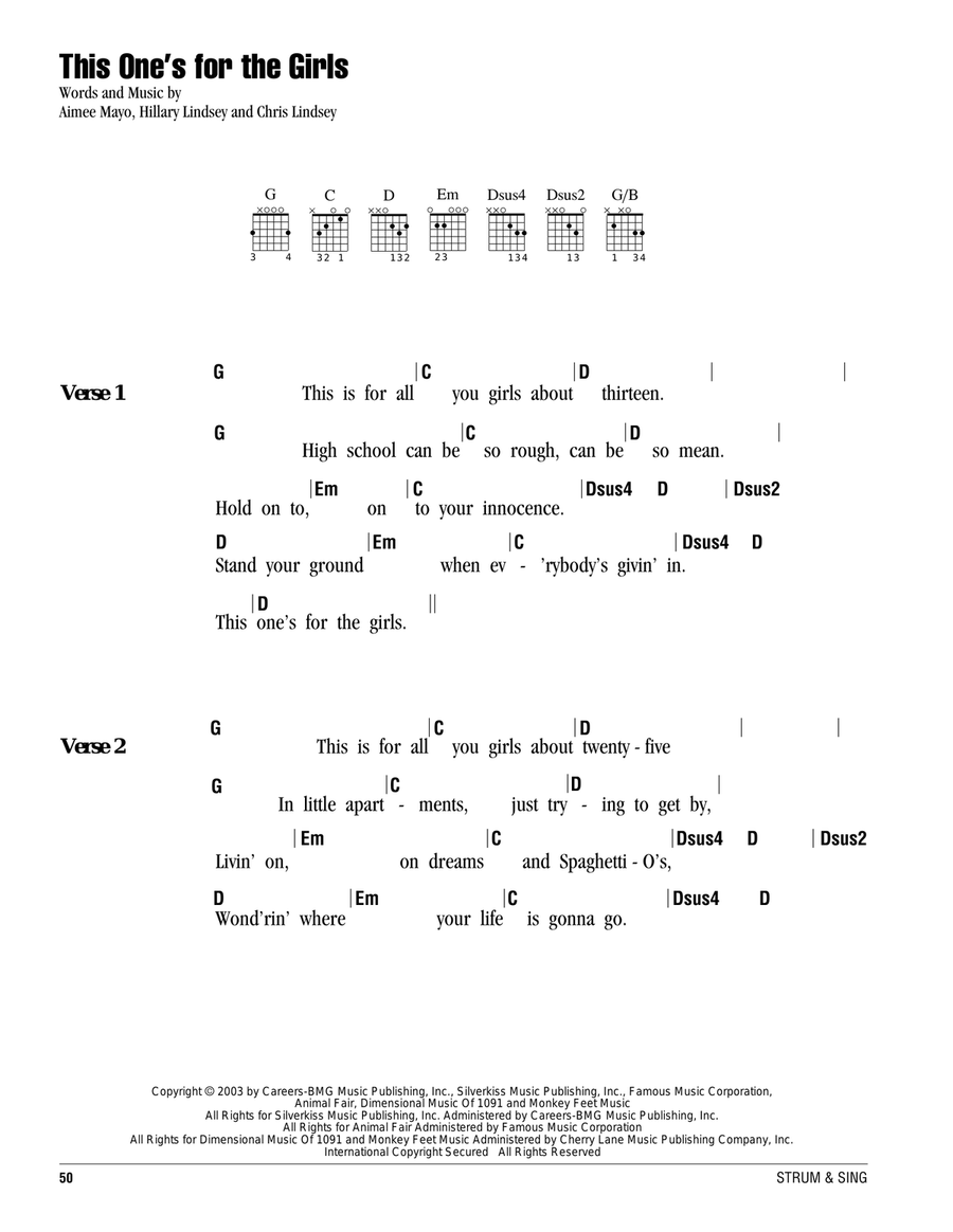 This One's For The Girls This One's For The Girls Acoustic Guitar scores gallery preview page 1