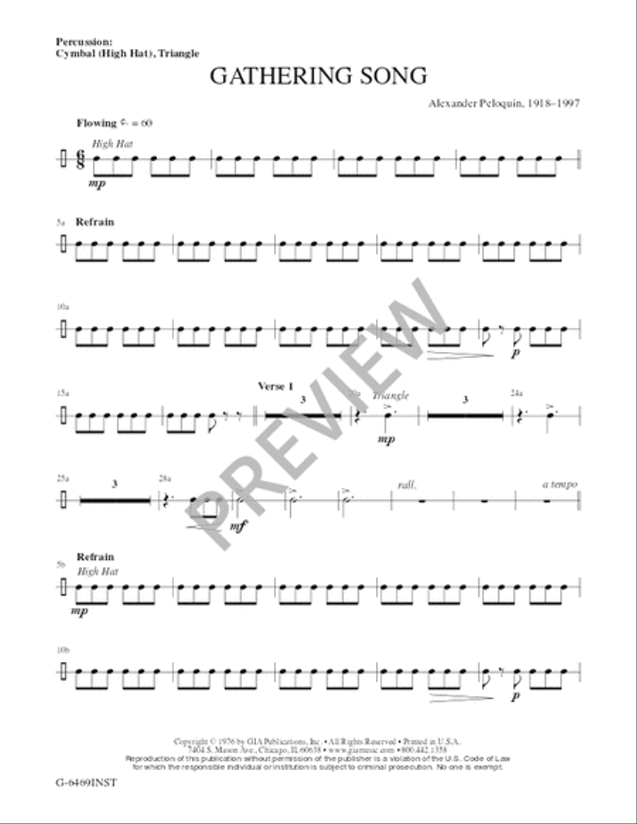 Gathering Song - Full Score and Parts Unison Choir scores gallery preview page 8