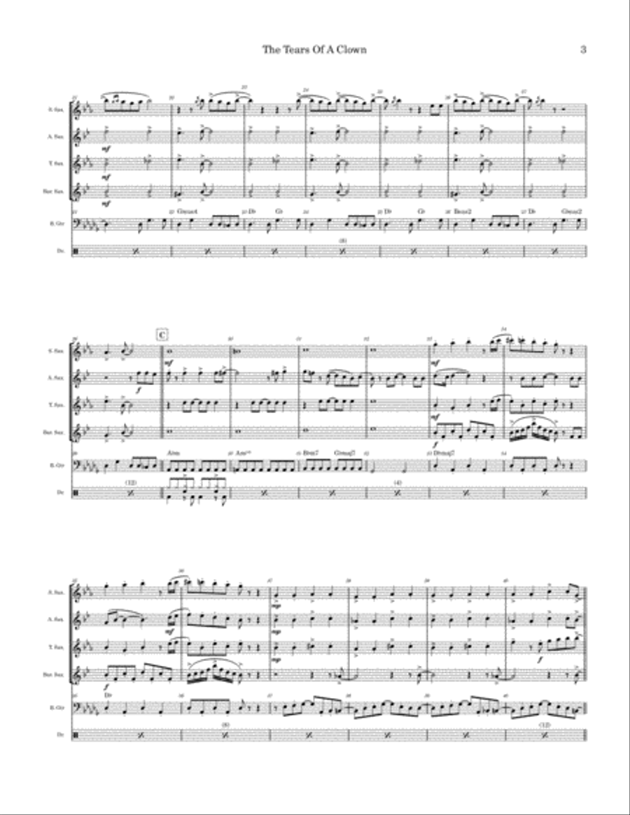 The Tears Of A Clown Saxophone Quartet scores gallery preview page 3