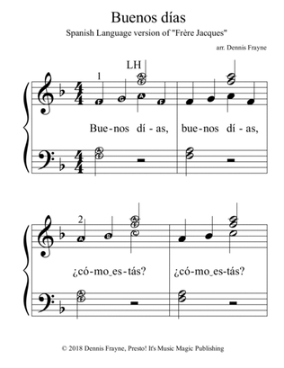 Buenos días (tune of Frère Jacques) (big alpha note notation)
